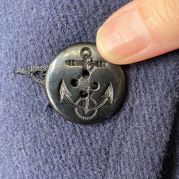 American Eagle Navy Pea Coat with Plaid Lining Warm cozy size Small - Picture 14 of 14